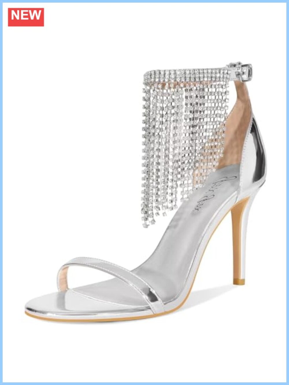 Rhinestone Fringe Ankle Strap Open Toe Stiletto Heel Sandals for Women